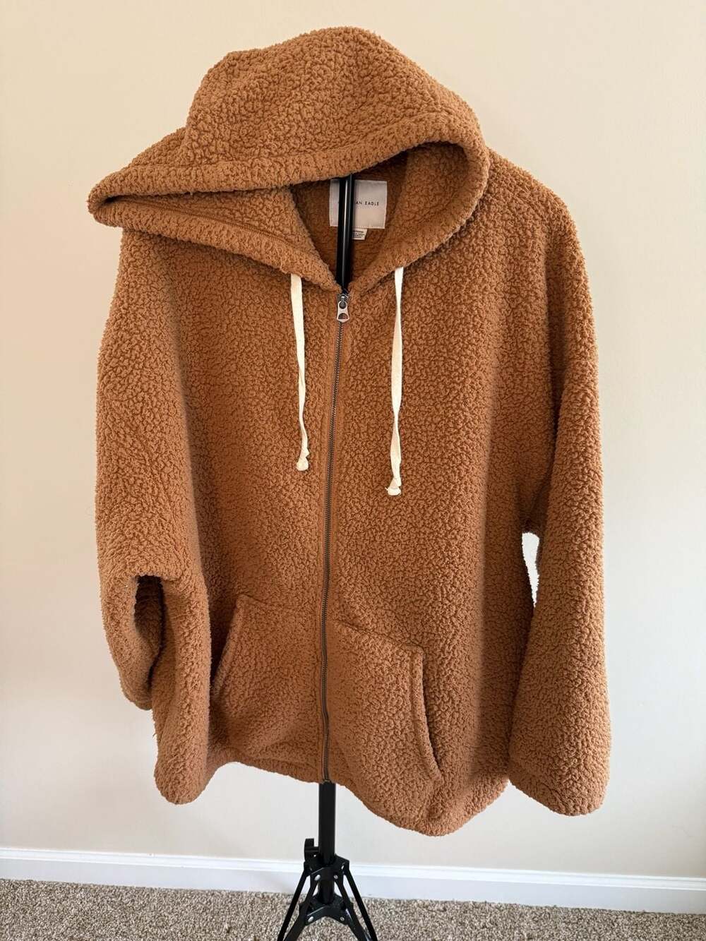 American Eagle Brown Oversized Sherpa Full Zip Hoodie XL